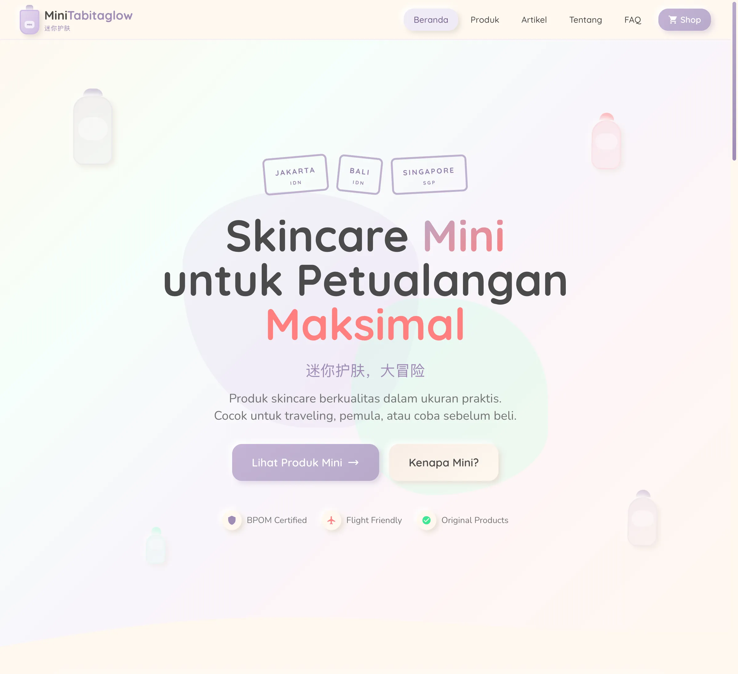 MiniTabita Glow website preview