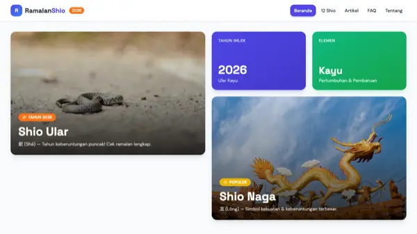 Ramalan Shio website preview